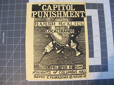 vtg punk flyer - Capitol Punishment Harsh Reality Knights of Columbus 8.5x11 HC2