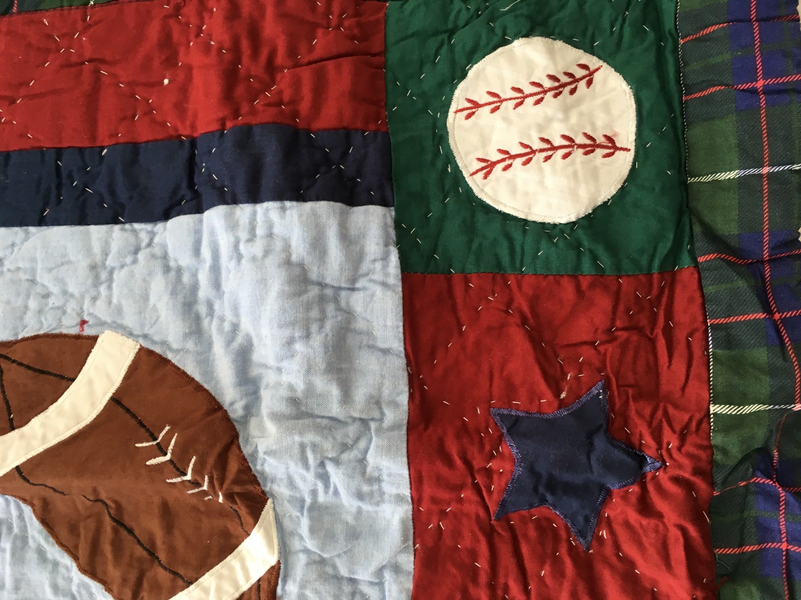 quilted SHAM * ALL SPORTS * appliqued balls  * standard * NIP