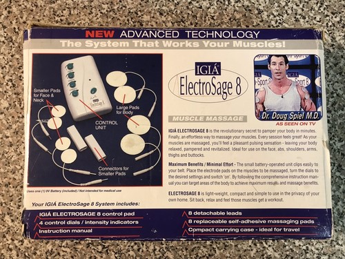 IGIÁ ELECTRO SAGE 8 BODY MUSCLE MASSAGER 8 CONTROL PAD 4 CONTROL DIALS MASSAGE