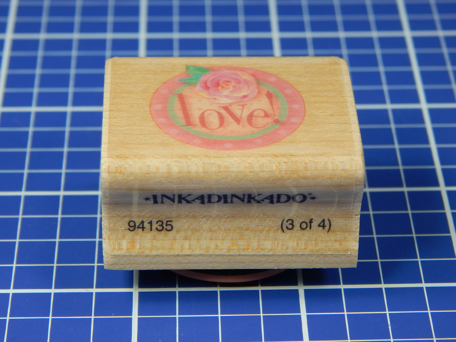 LOVE! With ROSE, CIRCLE Wood Mounted Rubber Stamp by Tim Coffey, Inkadinkdo