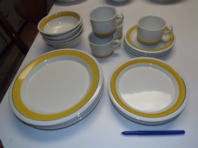 EXC 20pc MCM ARABIA Finland FAENZA YELLOW Dinner & 5 Salad Plate CEREAL Bowl CUP