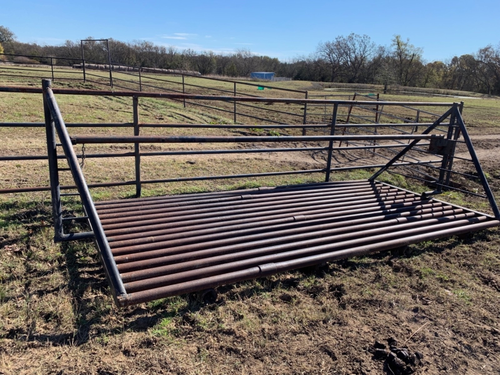 Steel cattle guard in good condition. 13 feet wide at the base.  $550.00
