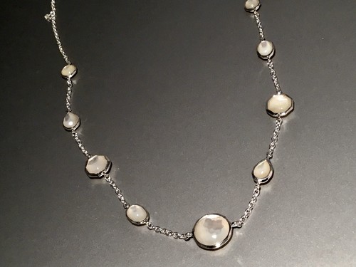 Pre-owned Rock Candy Ippolita Sterling Silver  Mop Station Necklace In White