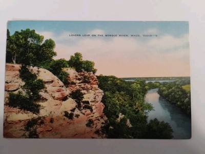 1944 Lovers Leap On The House Bosque River Waco Texas TX  Vintage Postcard