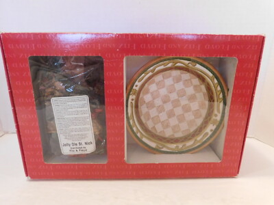 FITZ & FLOYD - JOLLY OLE ST. NICK CERAMIC BOWL & POTPOURRI - NEW IN BOX