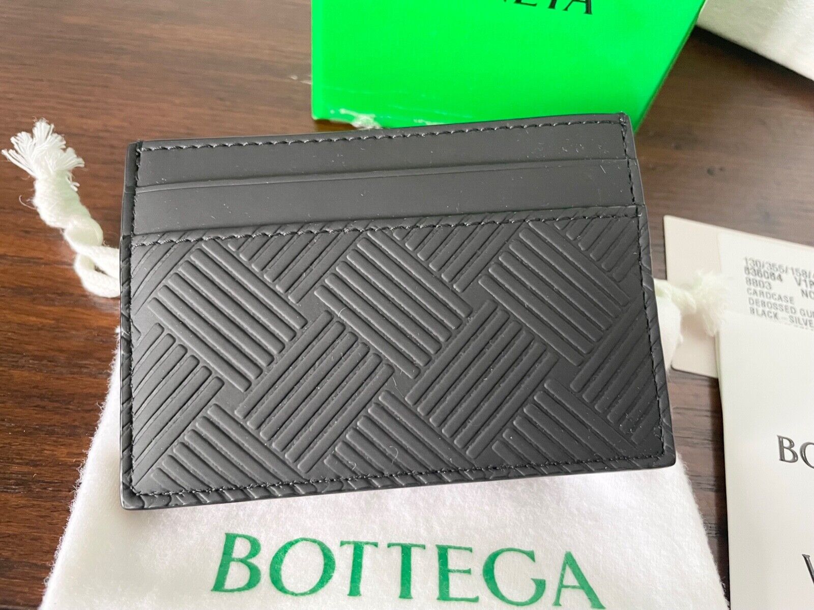 Bottega Veneta Card Wallet, 363064, Black Rubber Criss-cross pattern Bottega Veneta Card Wallet, 363064, Black Rubber Criss-cross pattern