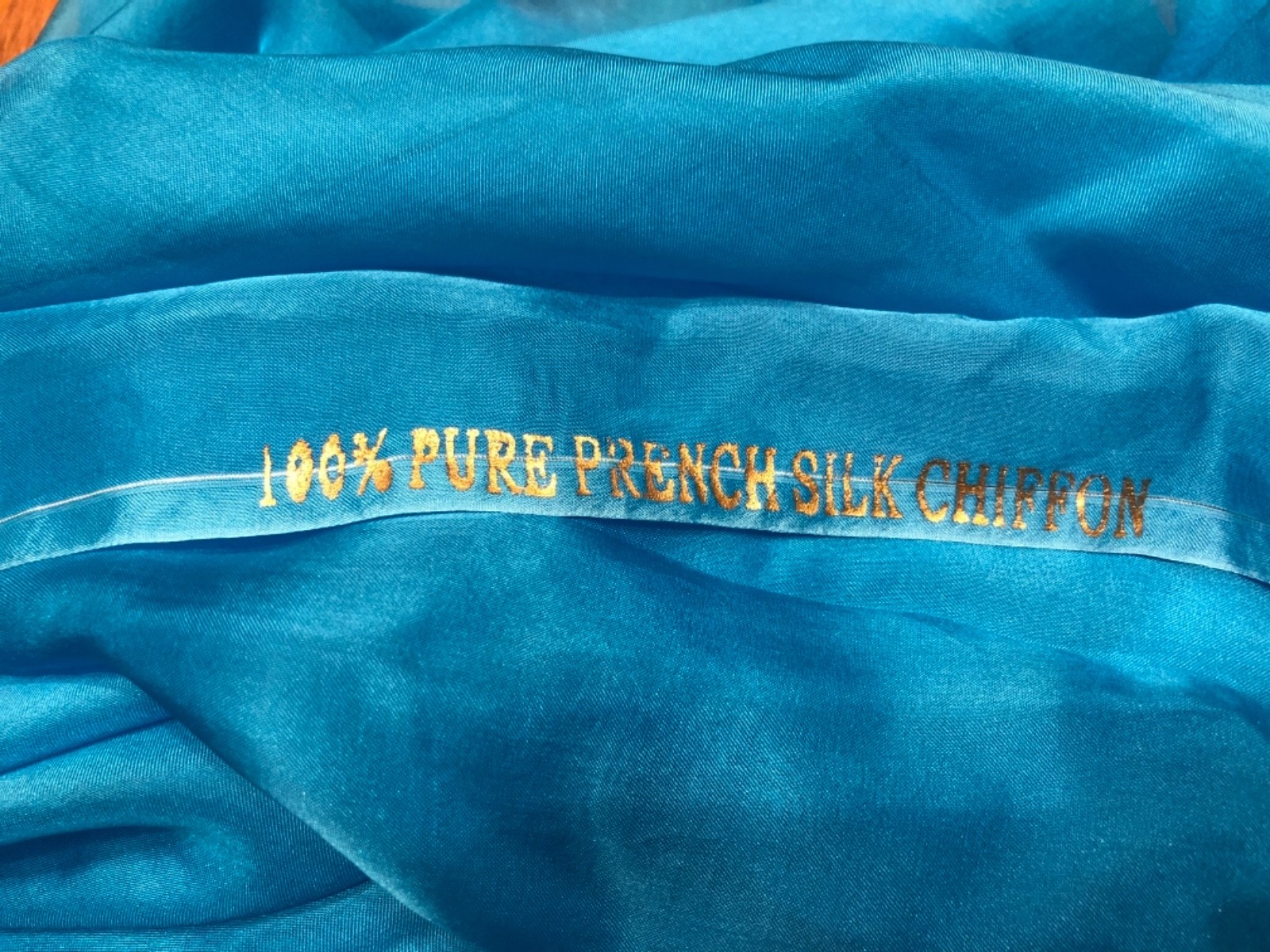 100% pure silk chiffon  fabric 3 yd x 54 inches France French blue