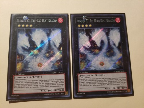 Yu-Gi-Oh! 2x Number 57: Tri-Head Dust Dragon NUMH-EN030 Secret Rare Unlimited NM