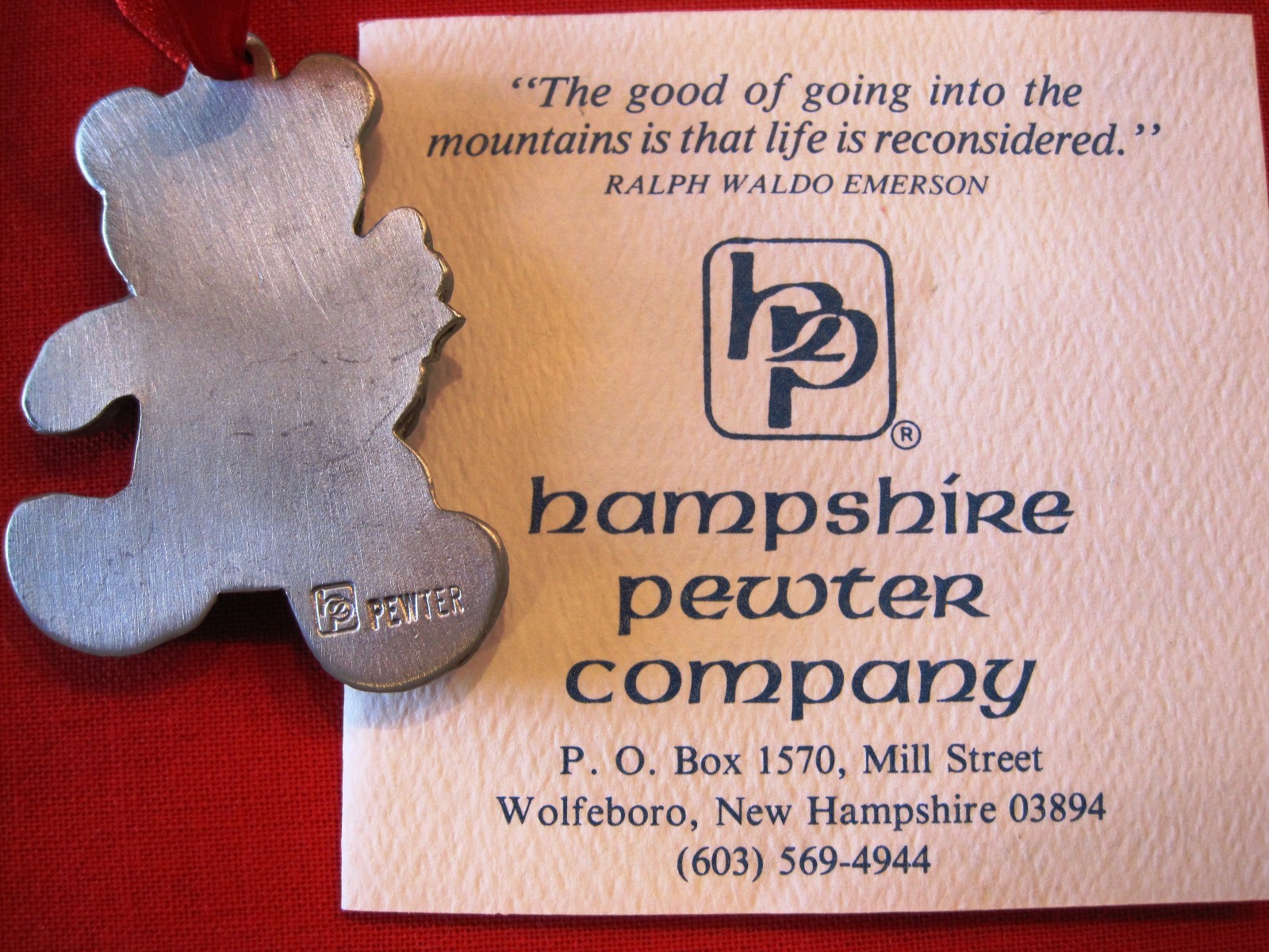 vntg HAMPSHIRE PEWTER signed; XMAS Tree Ornament; US; 1 7/8