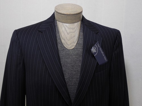 Hart Schaffner Marx Mens 100% Wool Sport Coat Blazer Navy Pinstripe 40S $550 New