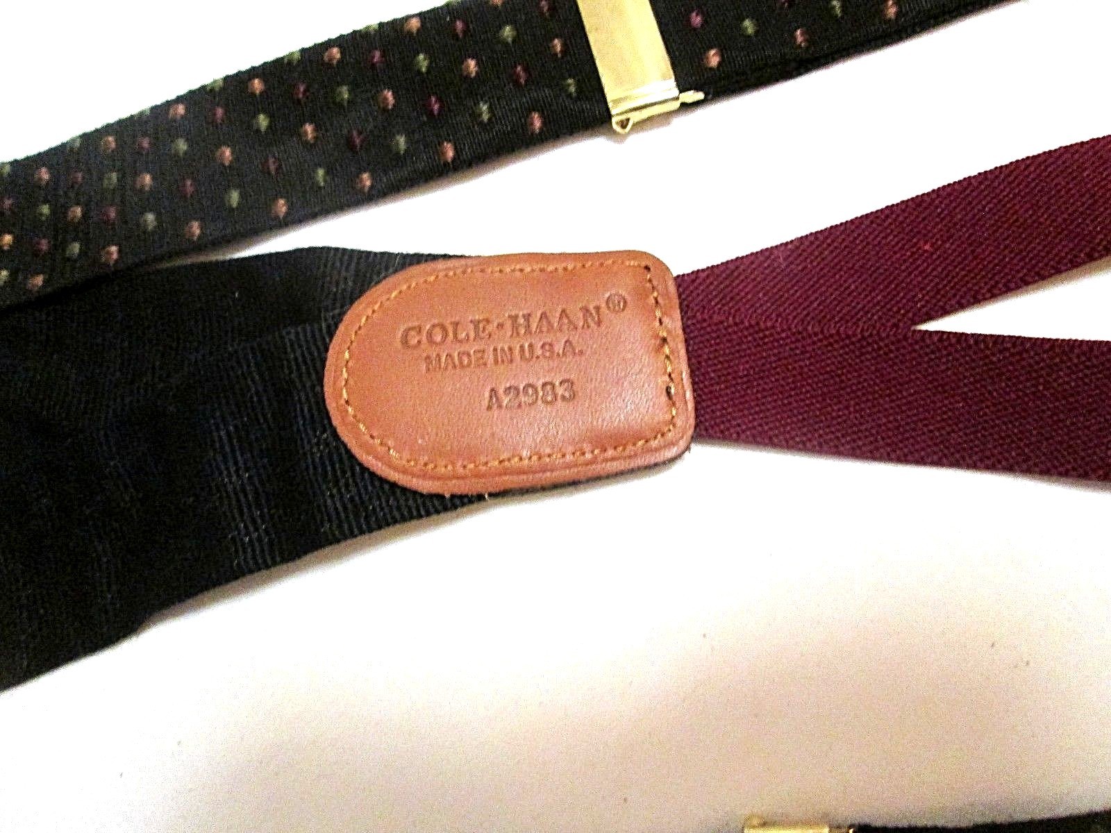 Cole Haan Black w/multicolor stitching Men's Suspenders Button Connectors
