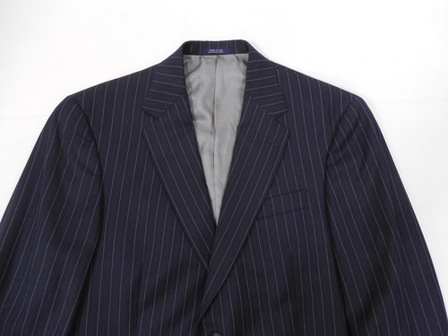 Hart Schaffner Marx Mens 100% Wool Sport Coat Blazer Navy Pinstripe 40S $550 New