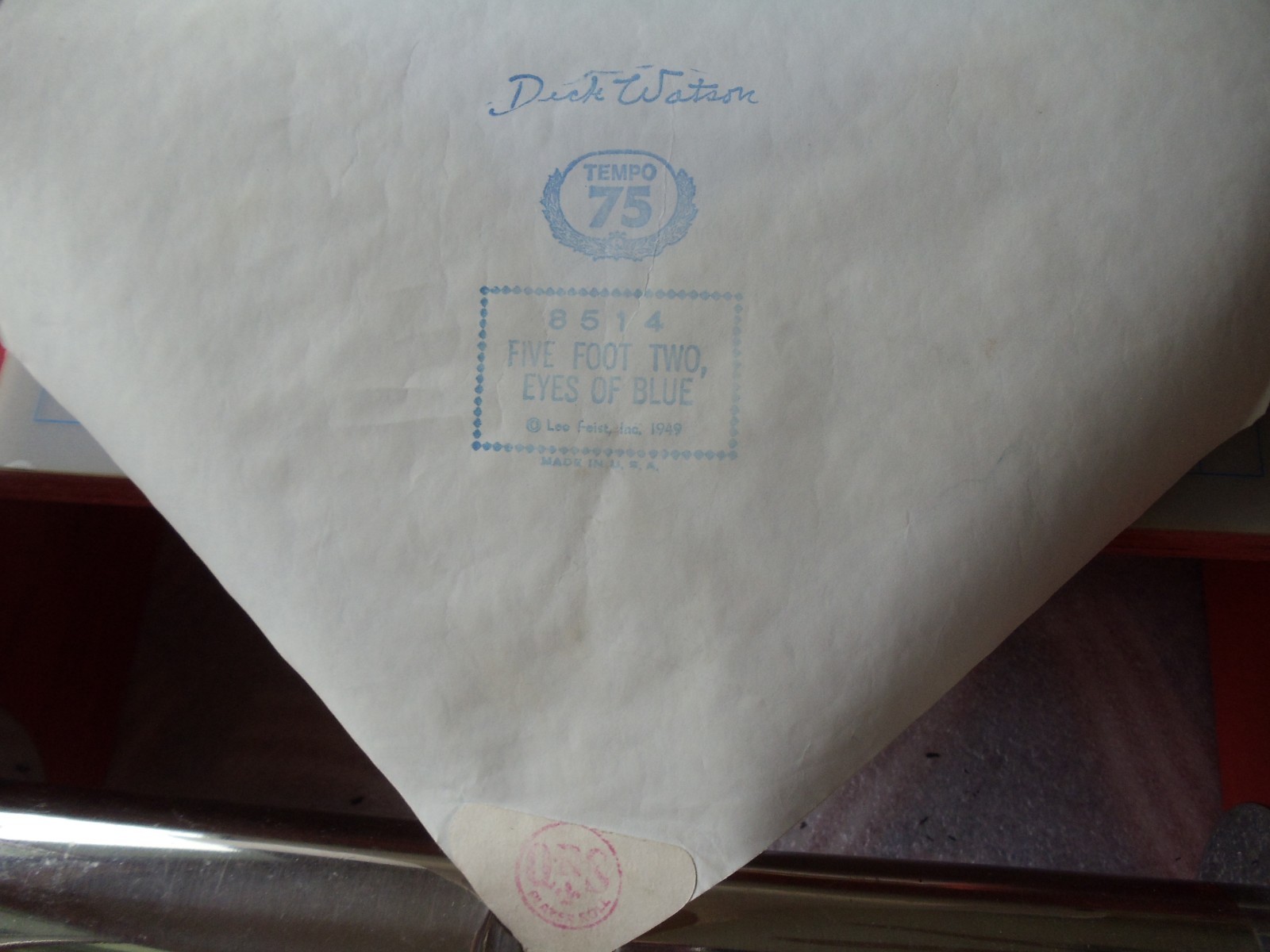 QRS 88 note Player piano roll 8514 Five Foot Two, Eyes of blue lot 1