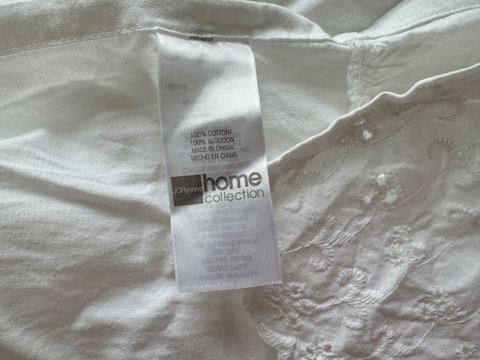 Lot of 2 eyelet full size bed ruffles and one pillow sham. J C Penney & other