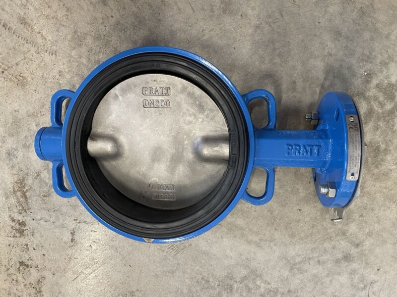 NEW PRATT 8" DI BUTTERFLY VALVE BF-8681 RUBBER SEATED STAINLESS STEEL DISC R18