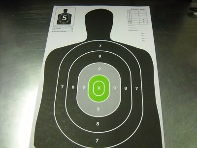 30 Green & Black Silhouette hand gun and rifle paper shooting targets 12X18