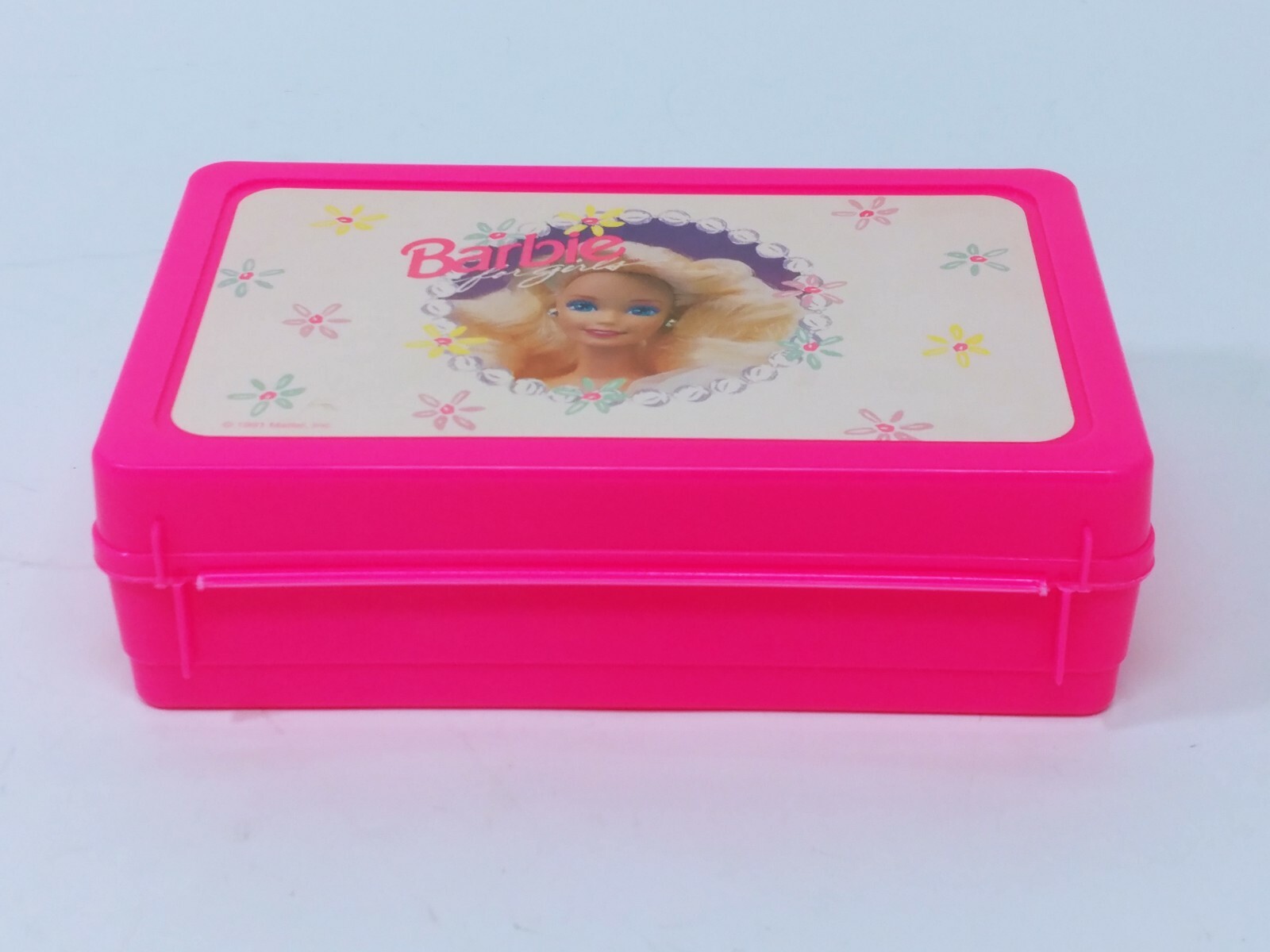 Barbie Hot Pink Pencil Box Carrying Case 1991 Vintage Mattel *Excellent