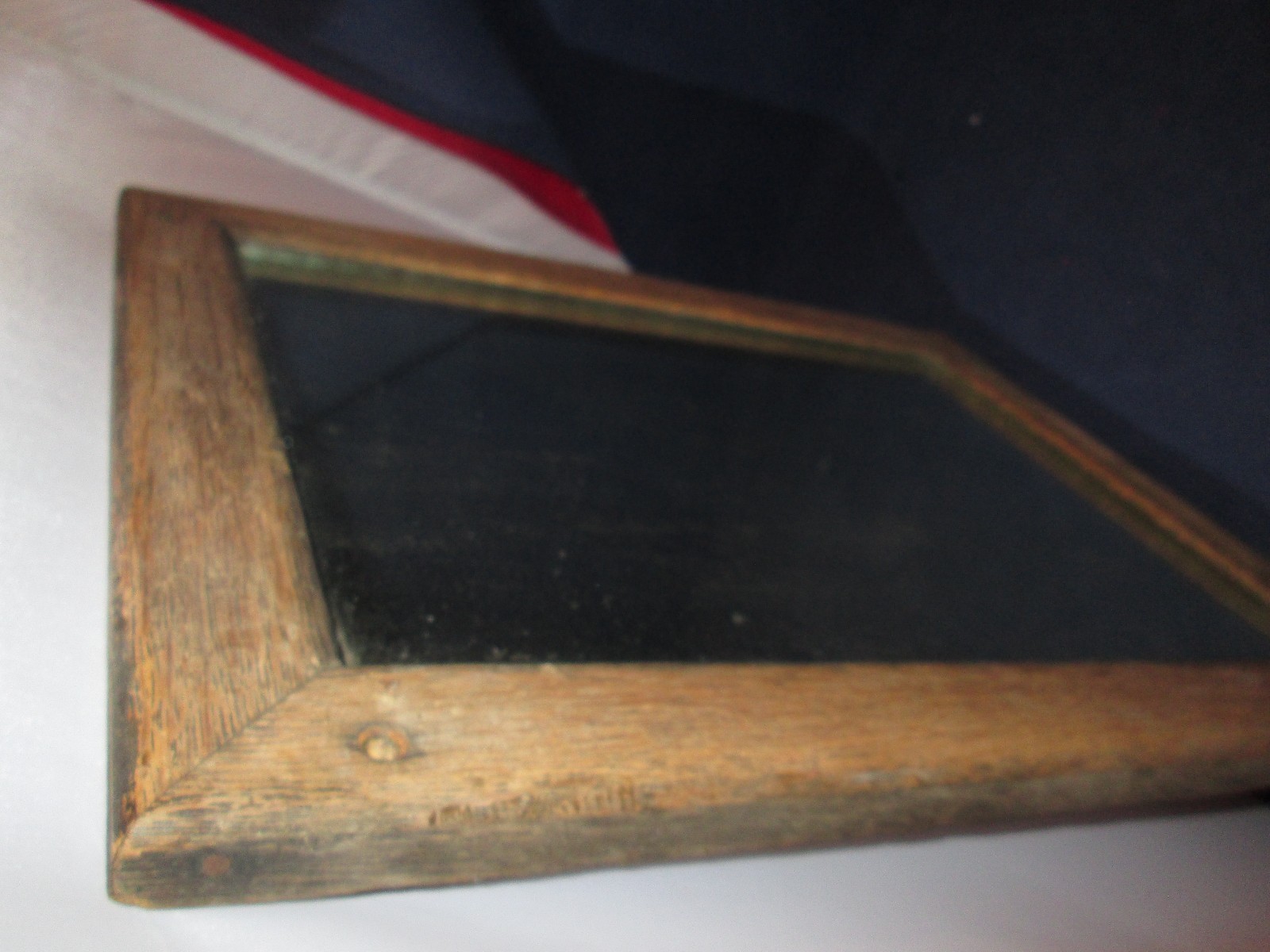 ANTIQUE OAK FRAMED EDGE WALL MIRROR