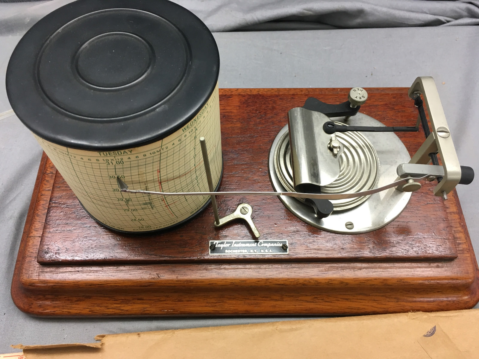 Vintage Taylor Instrument Company Barometer w/ Charts Rochester NY