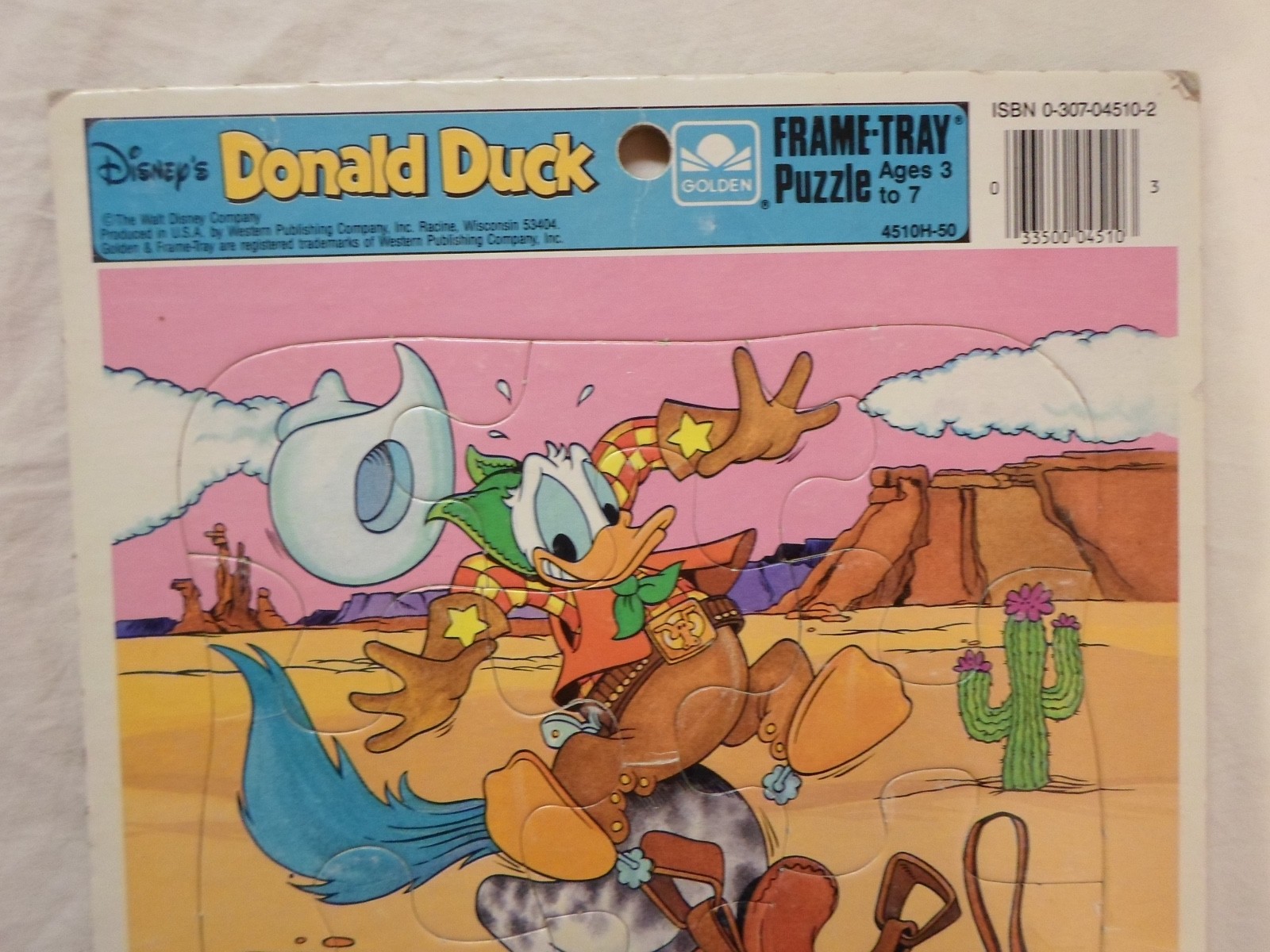 Complete ! Donald Duck Cowboy Frame Tray 12 Piece Puzzle Western Horse 4510H-50