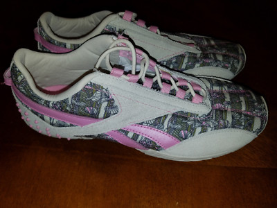 NEW REEBOK WOMEN SUEDE PRINTED CANVAS SNEAKERS sz 7.5 38EUR