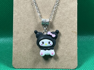Sanrio Hello Kitty Kuromi Resin Pendant Silver Necklace 18 
