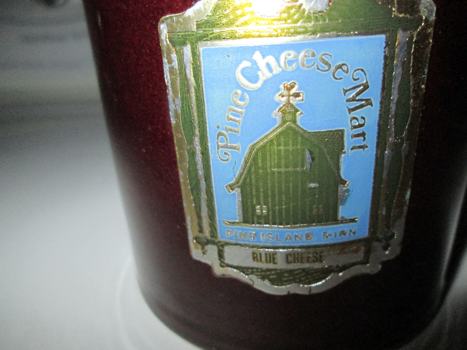 Vintage Brown Stoneware Cheese Crock Wire Clamp Lid Pine Cheese Mart  MN