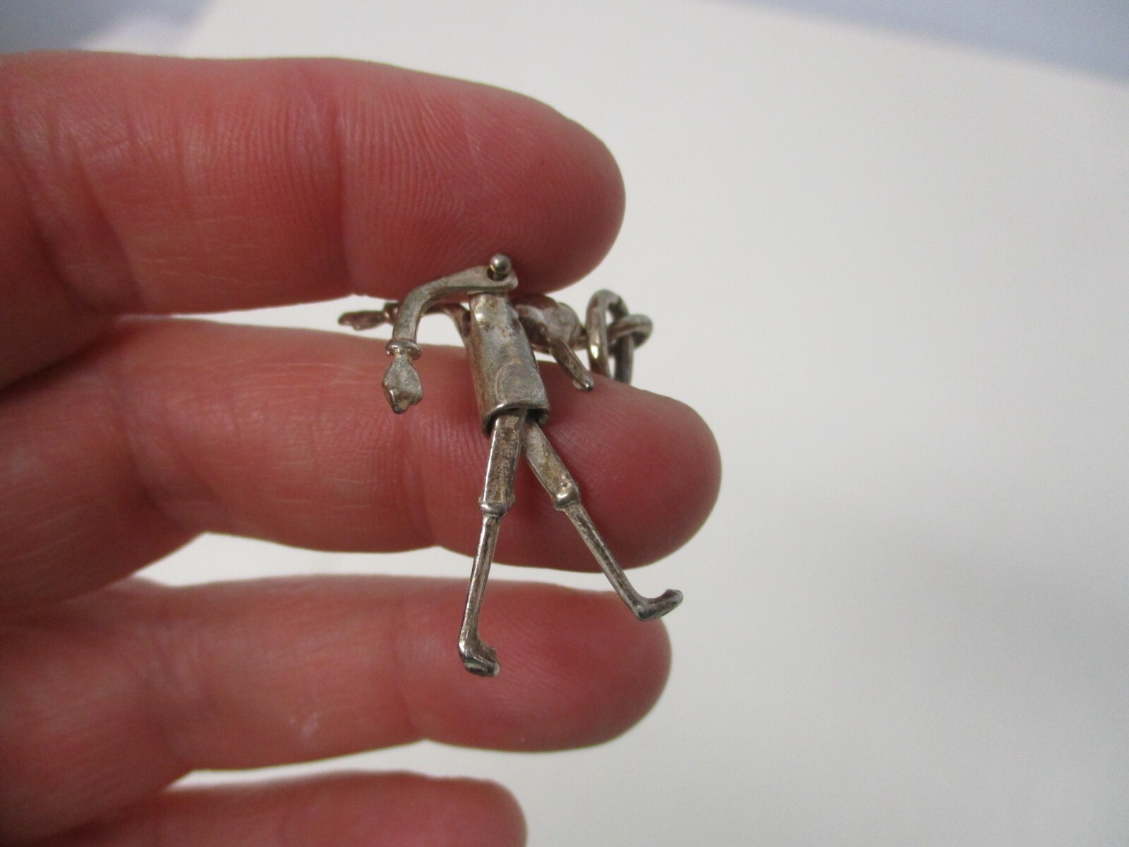 VINTAGE STERLING SILVER MECHANICAL PINOCCHIO CHARM PENDANT ~ MOVING PARTS 1 5/8
