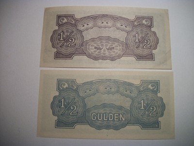 The Japenese Goverment 2 Banknotes paper money 1/2 Shilling and 1/2 Gulden