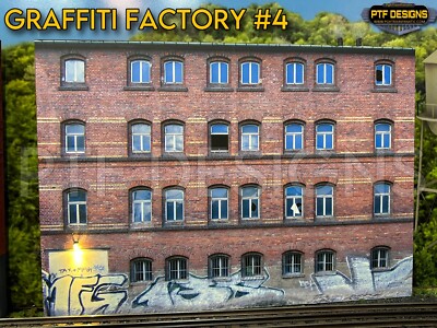 HO Scale Graffiti Factory #4 - Building Flat w/LED -scratch built 1:87 walthers