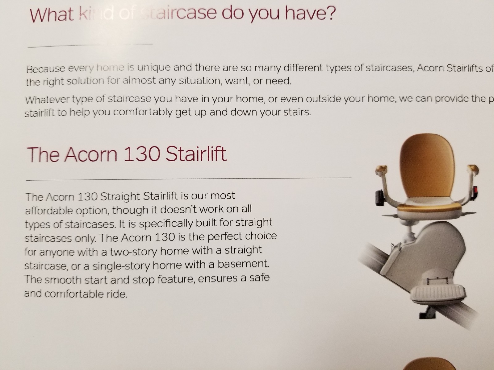 STAIR LIFT: ACORN 130