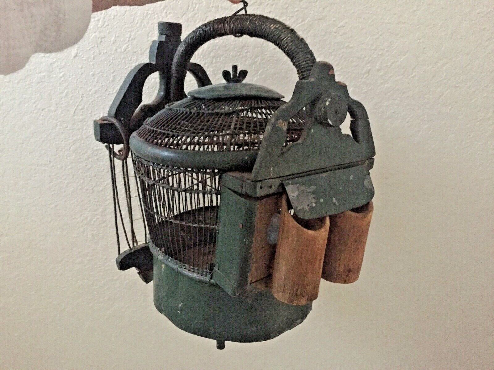Primitive - Indonesian Handmade Antique Rustic Bird Cage, Trap - 100+ Years Old!