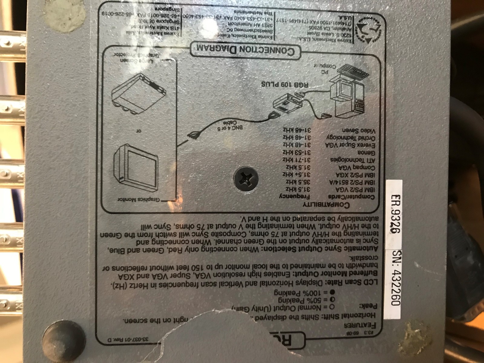 Extron RGB 109 Plus Dedicated Computer Interface Switch