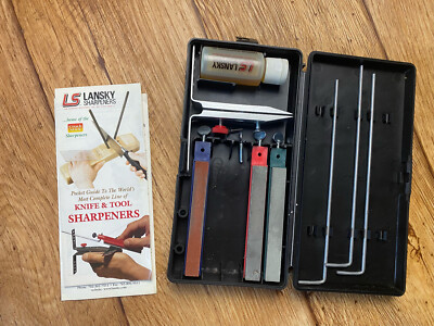 Lansky Deluxe Knife Sharpening System: 3-Stone Ceramic Knife Sharpener Kit