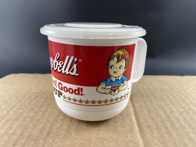 1992 Campbell Soup Plastic Mug/Cup With Lid COMBINED SHIP $1.99 PER MULT