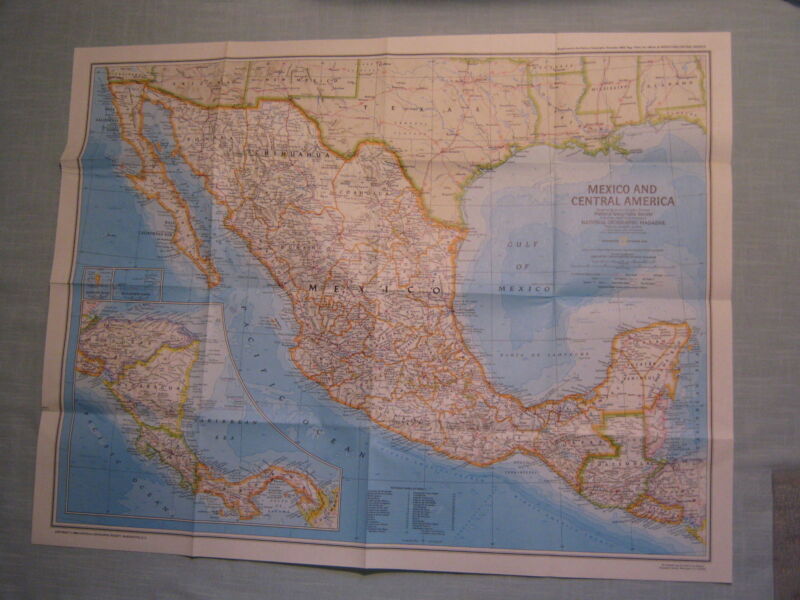 MEXICO & CENTRAL AMERICA MAP +AZTEC WORLD National Geographic December 1980 