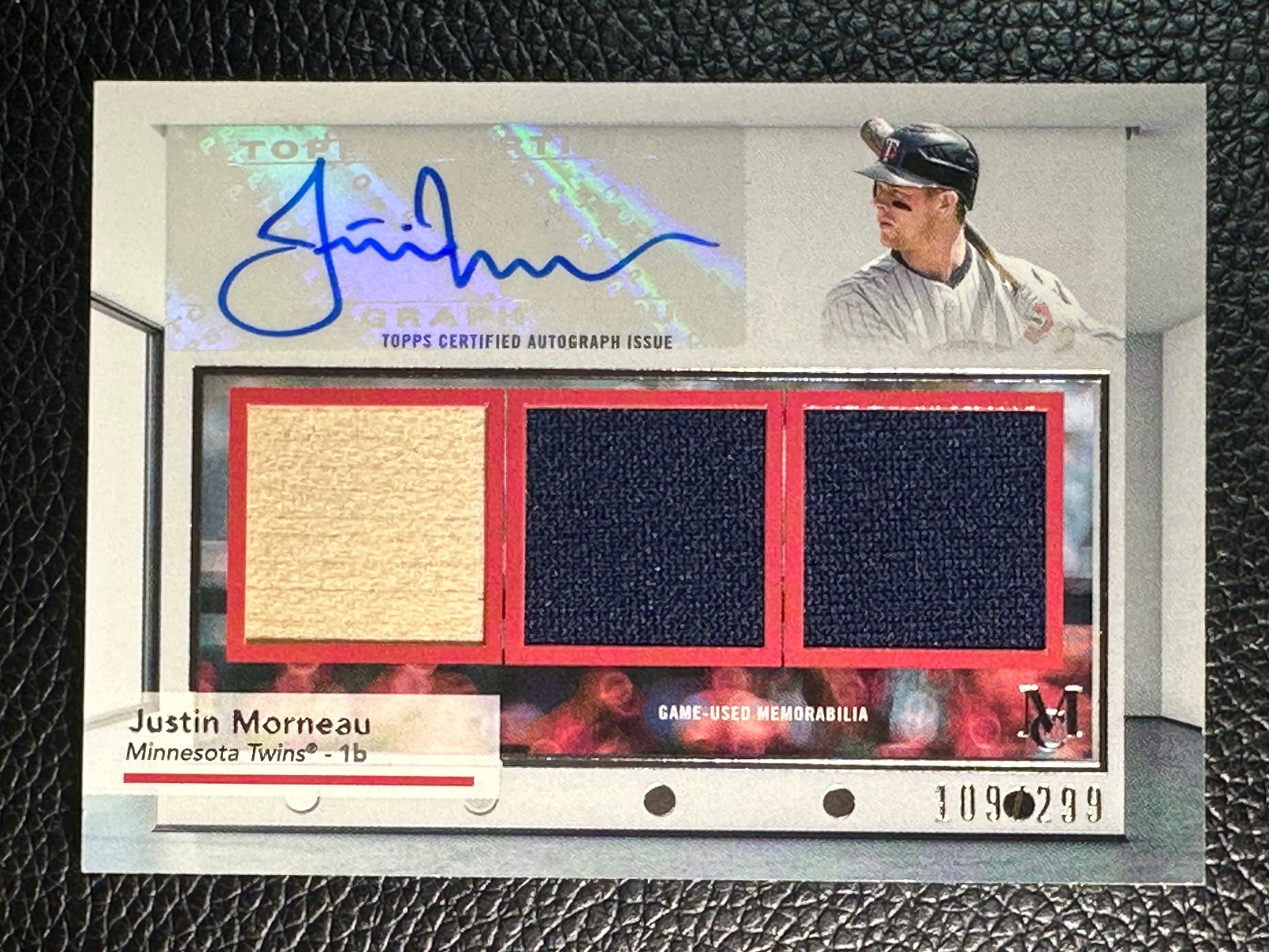 2024 Topps Museum Collection Justin Morneau 109/299 Auto Game Used Jersey Bat