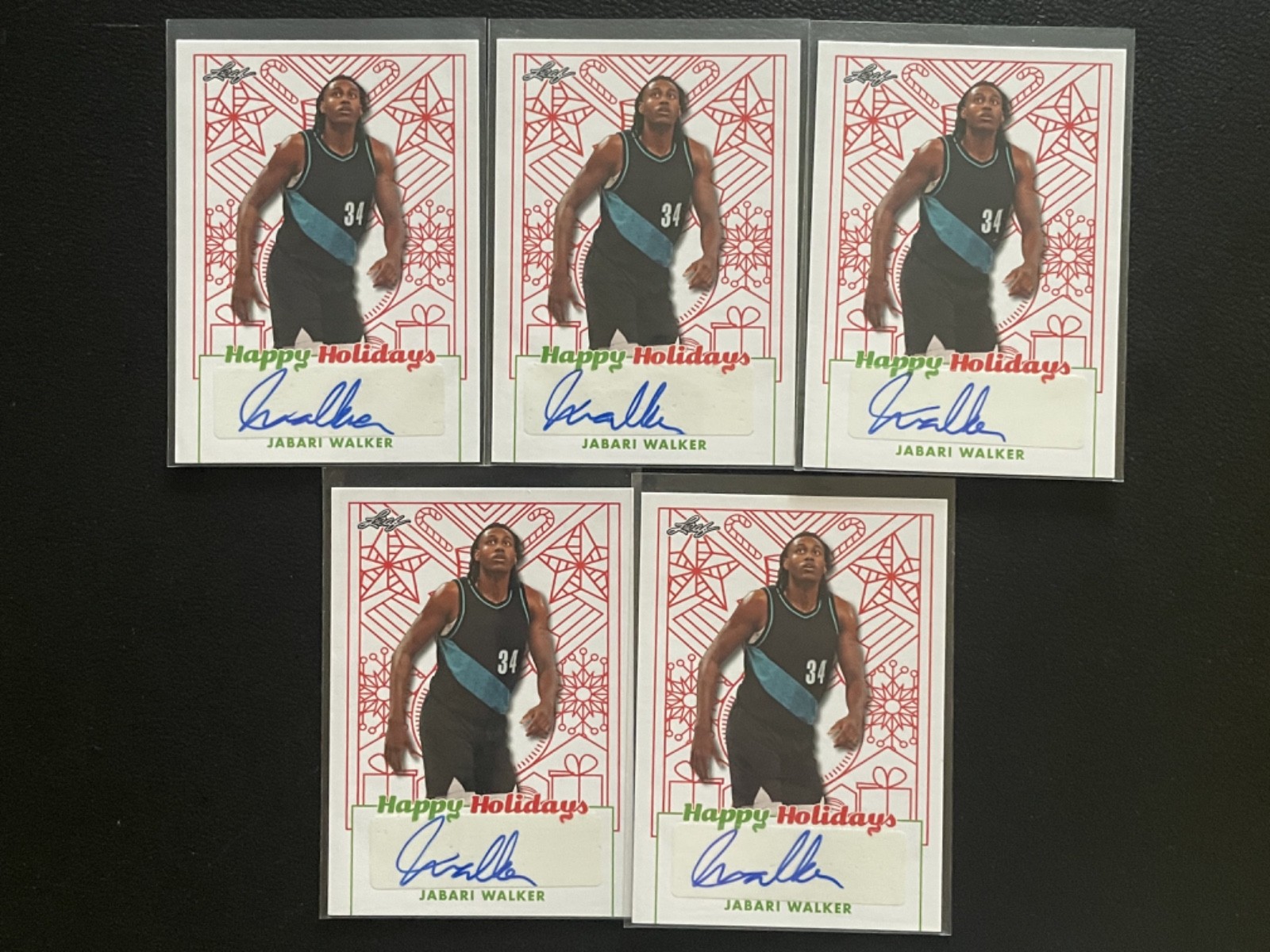 2023 Leaf Happy Holidays Jabari Walker Auto Autograph RC Rookie Lot Of 5 #35