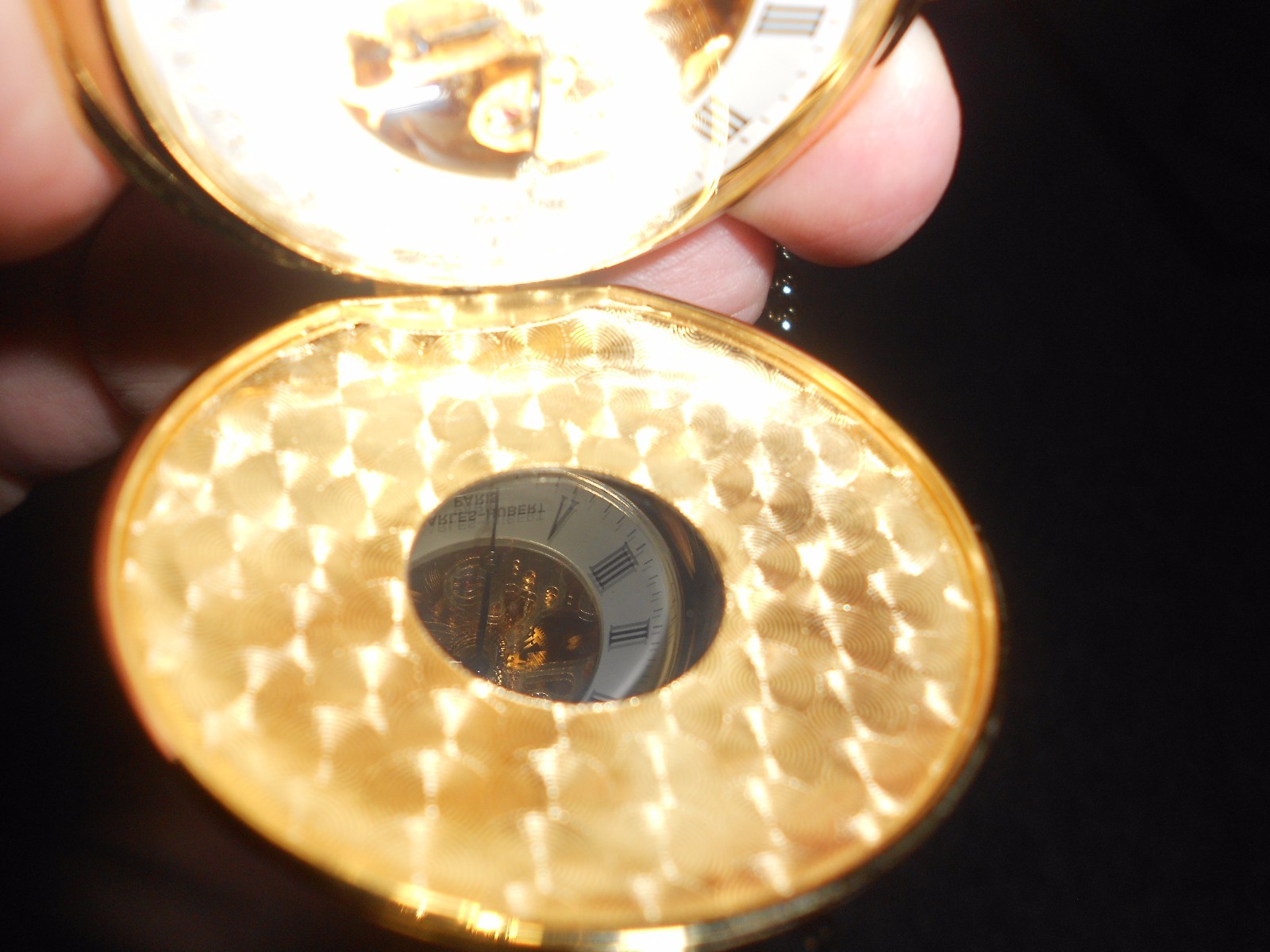 Charles-Hubert Paris Gold-Plated Pocket Watch 17 jewels READ ENTIRE LISTING