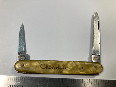 VINTAGE BONSA SOLINGEN GERMANY CELLULOID PEN KNIFE ''CHOCOLATE''