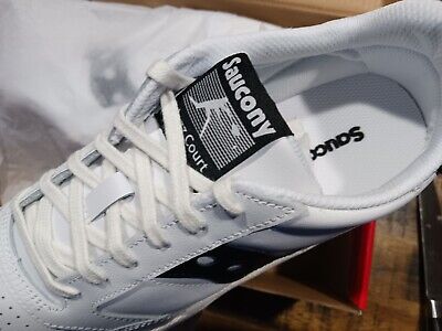 Mens Saucony Jazz Court Premium Leather Shoes Black White Sz 13 New In Box