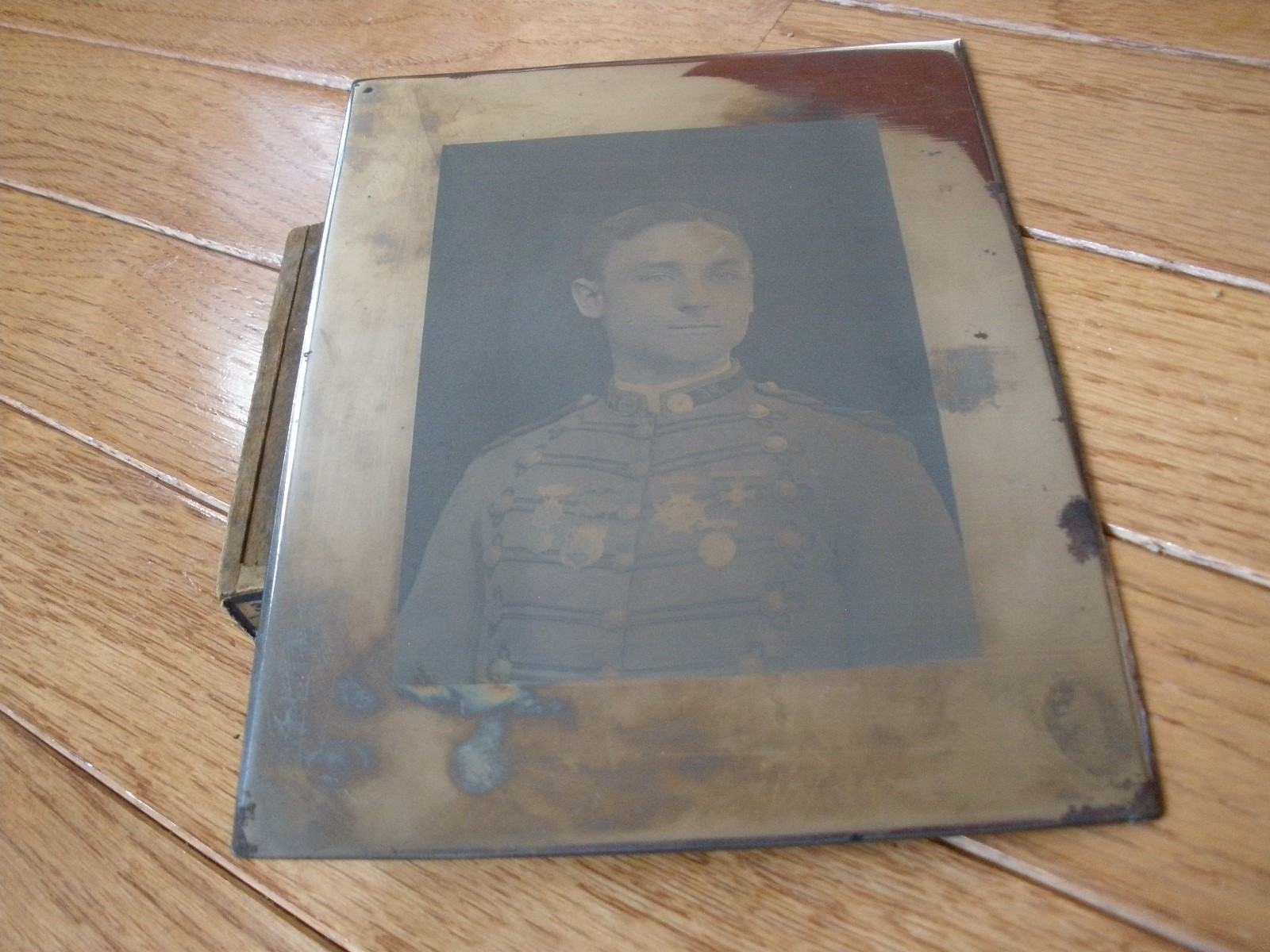 1918 COPPER DRY PLATE PHOTO NEGATIVE - Maj Cookson - DC National Guard