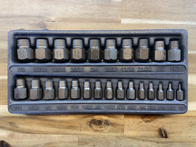 Snap-On 25pc Multispline Screw Extractor Set REX25C - Excellent Condition!