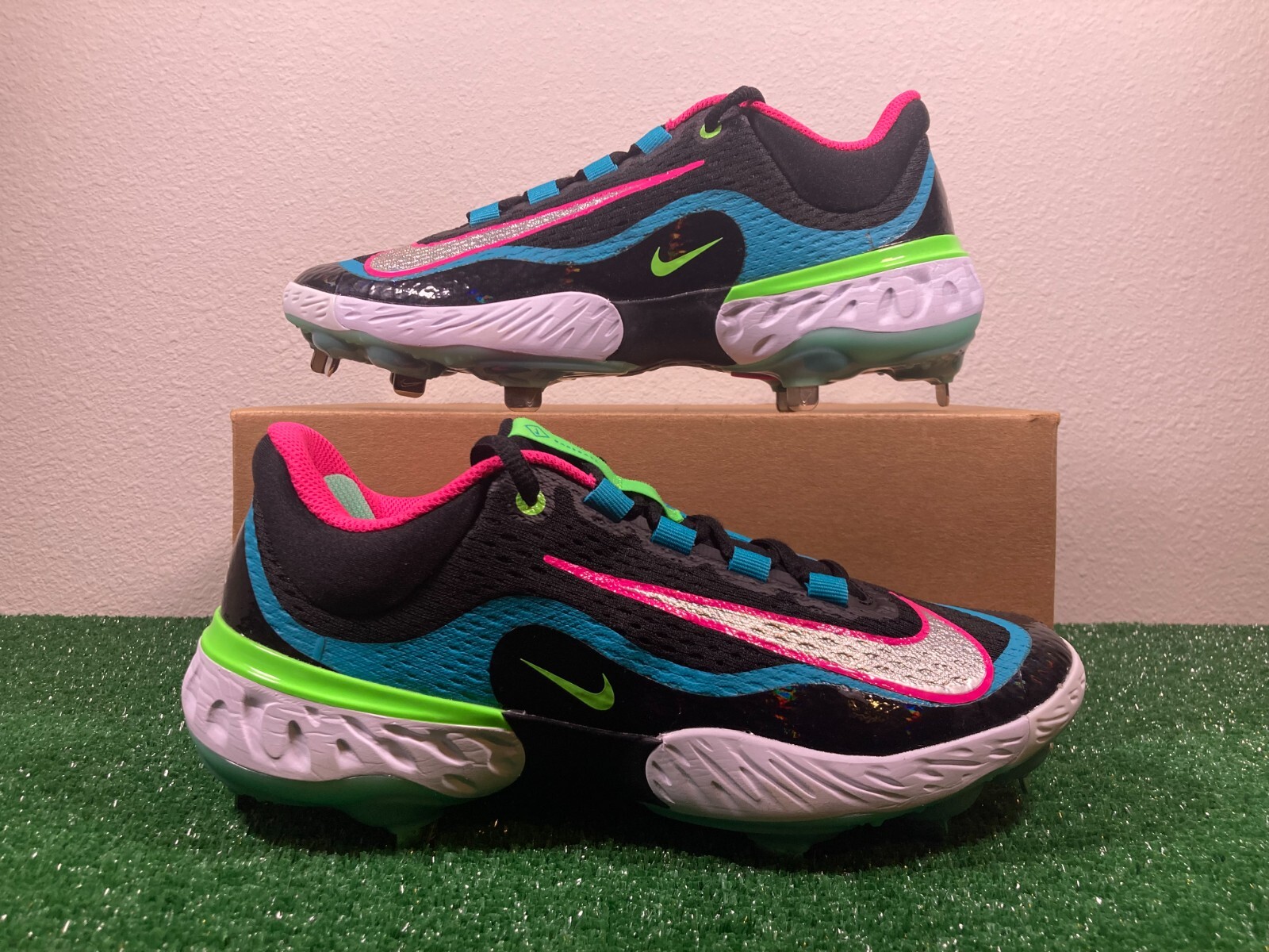 NIKE - 【新品】ナイキ Nike Alpha Huarache Elite 4 28cm Sz 13 Men - Nike Alpha Huarache Elite 4 Low Black Teal Pink