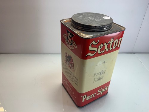 Sexton Pure Spice Tin Parsley Flakes Chicago Illinois Red Vintage 10”