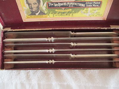 wm rogers silverplate flatware 6 knives in original box