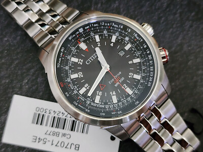 Nos 45mm CITIZEN Eco-Drive GMT Pilot Promaster BJ7071-54E Defect B877-R005651