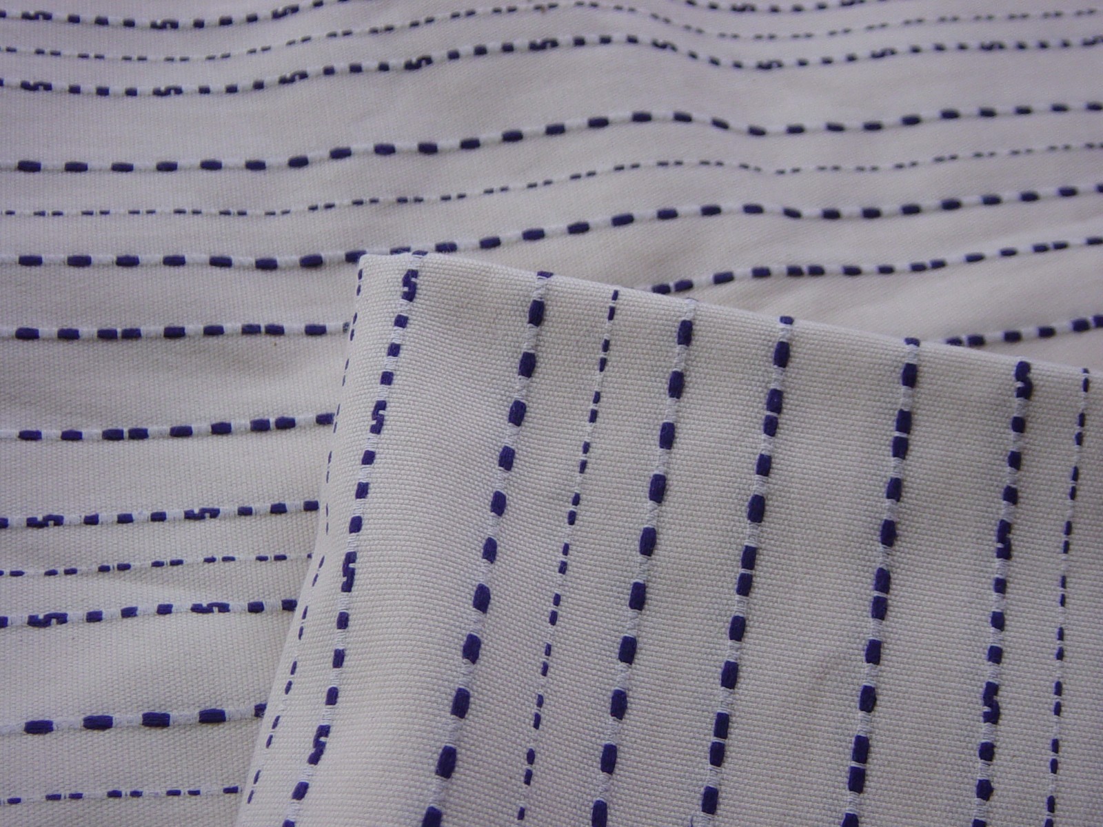 2 Vintage FABRIC Navy Stripes Curtain Panels Craft Quilting Project 40x52 Each