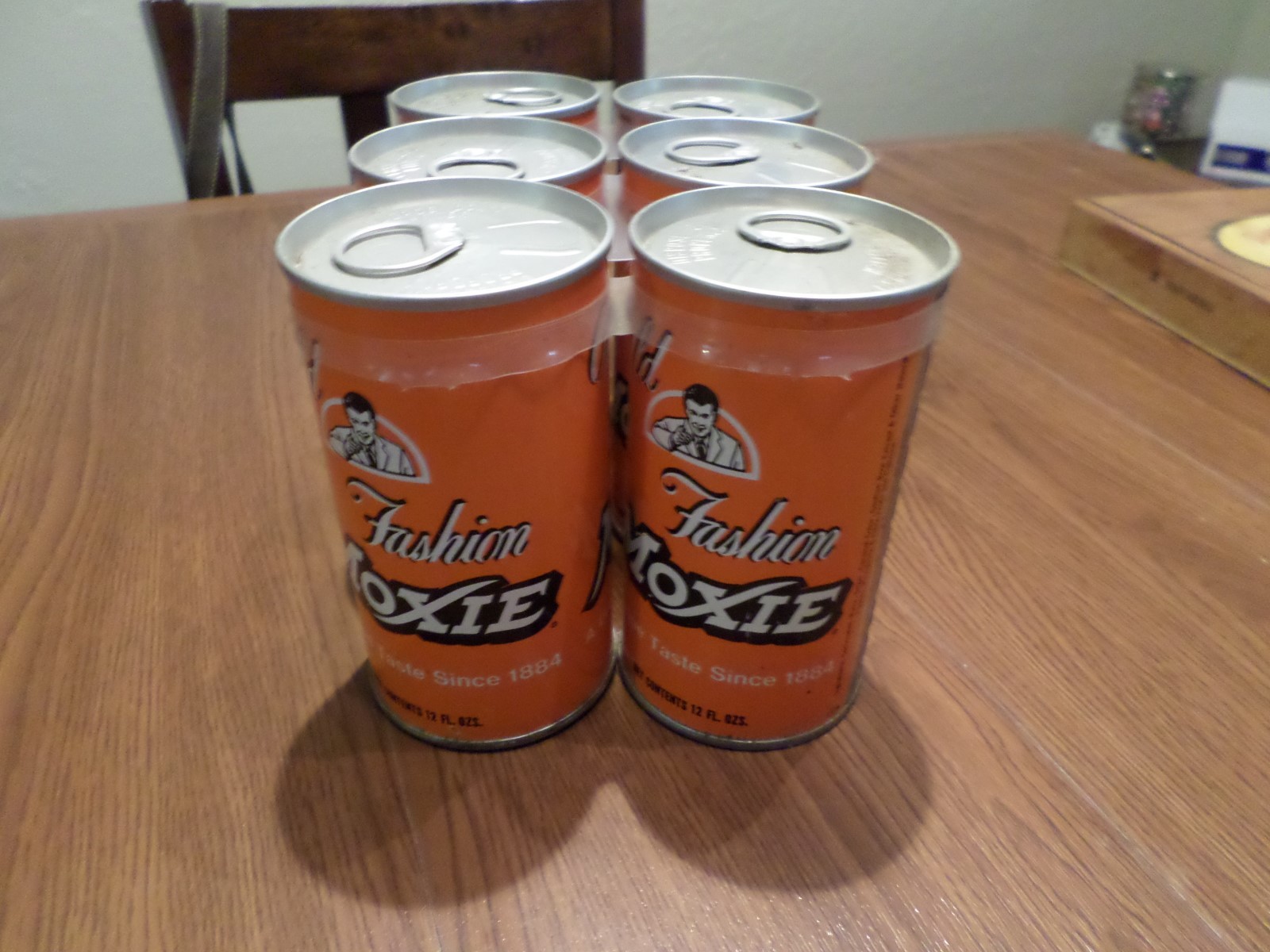 Vintage All Original Old Fashion Moxie Six Pack Straight Steel Soda Pop Cans