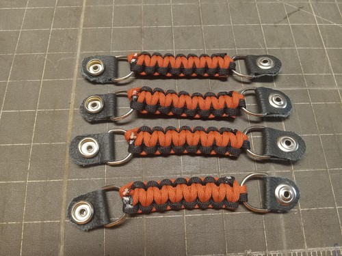 Biker Vest extenders set of 4 BURNT ORANGE & BLACK para cord STRONG!! By Stitch 